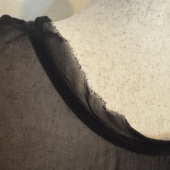 NWT Vintage Lucky Brand Beaded Tank Top Large Black $119 Distressed Raw Hem Y2K - Picture 7 of 16